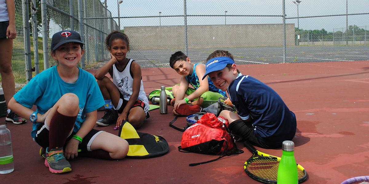 Kids in College tennis class